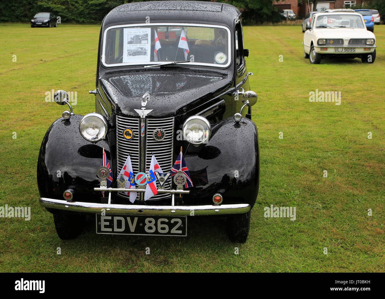 Austin Eight car at classic vintage vehicle rally at summer fete car event, Alderton, Suffolk, England, UK Stock Photo