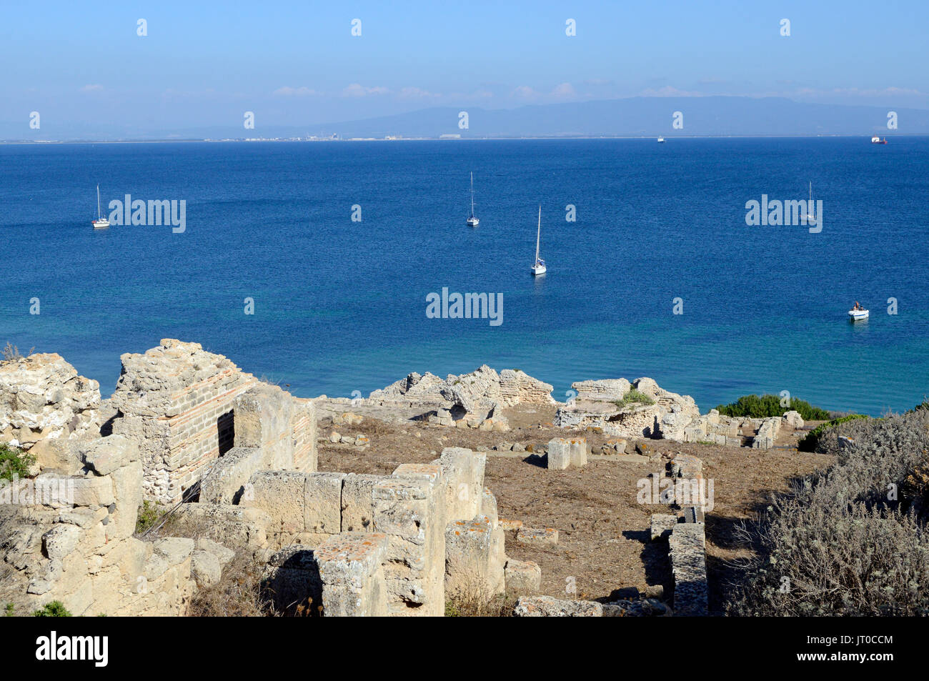 Carthaginian ruins of Tharros village, Sinis peninsula, Cabras, Oristano province, Sardinia, Italy, Mediterranean, Europe Stock Photo