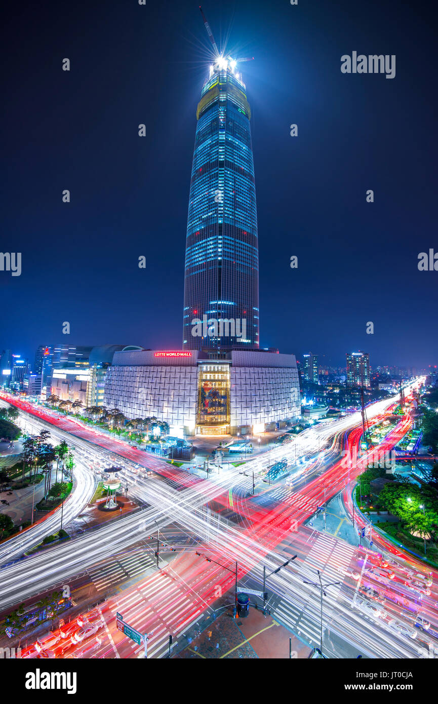 SEOUL, SOUTH KOREA  -  MAY 9 : Lotte World mall under construction in Seoul, South Korea. Lotte World mall is due to open in October, 2016.Photo taken Stock Photo