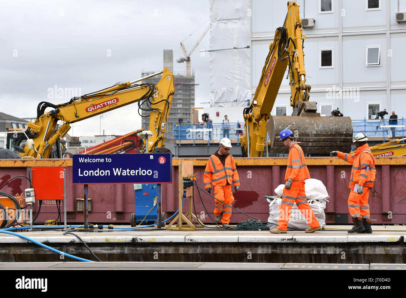 Engineering work continues at Waterloo Station in London in a major overhaul of the travel hub. Stock Photo