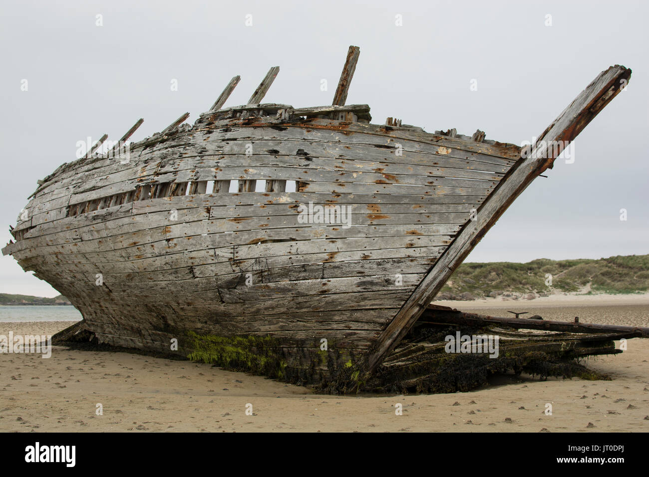 Shipwreck on a beach Stock Photo