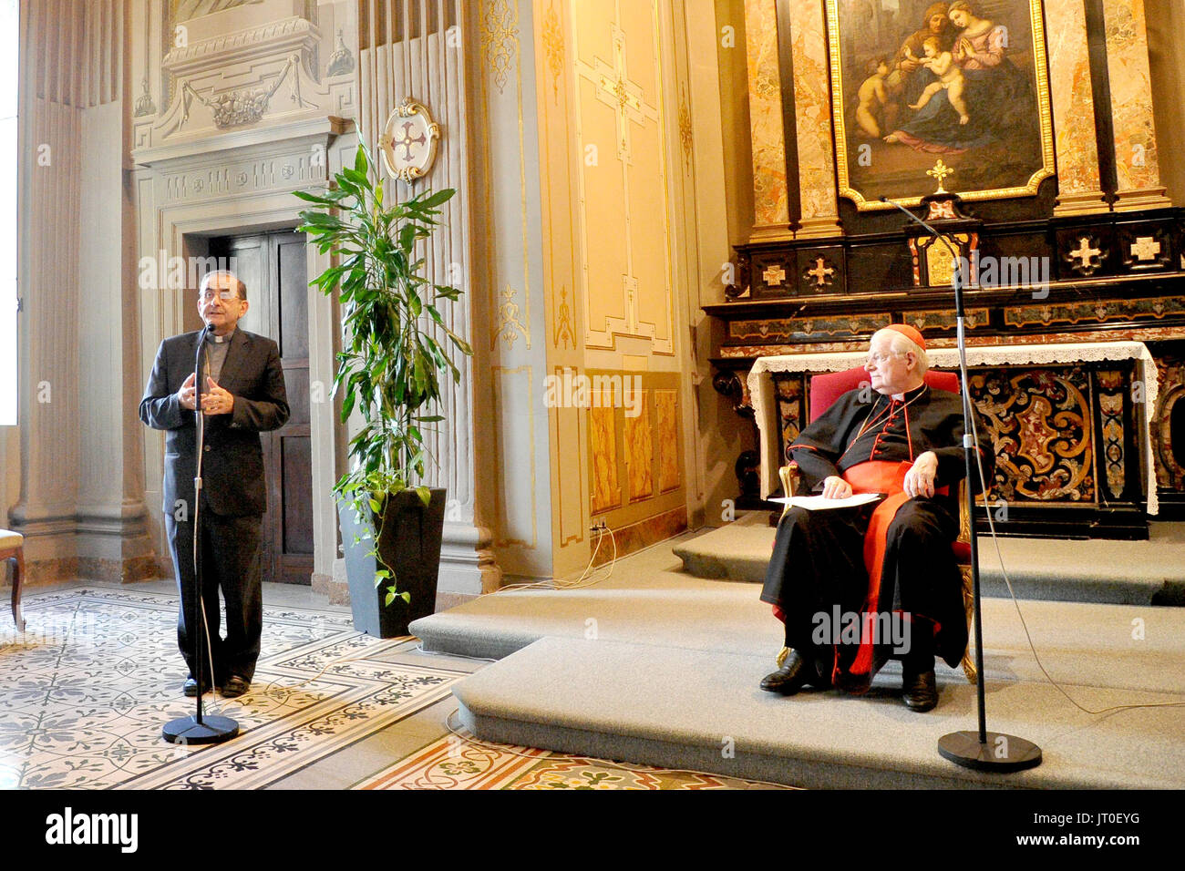 Presentation of Mario Delpini as the new Archbishop of Milan, succeeding Cardinal Angelo Scola.  Featuring: Mario Delpini, Angelo Scola Where: Milan, Lombardy, Italy When: 07 Jul 2017 Credit: IPA/WENN.com  **Only available for publication in UK, USA, Germany, Austria, Switzerland** Stock Photo