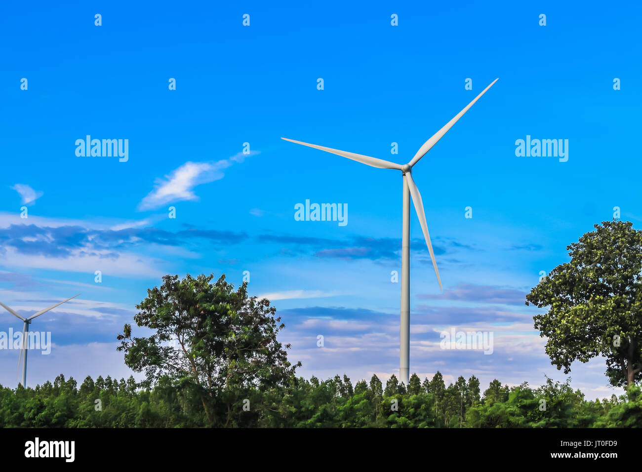 wind mill turbine with blue sky landscape Stock Photo - Alamy