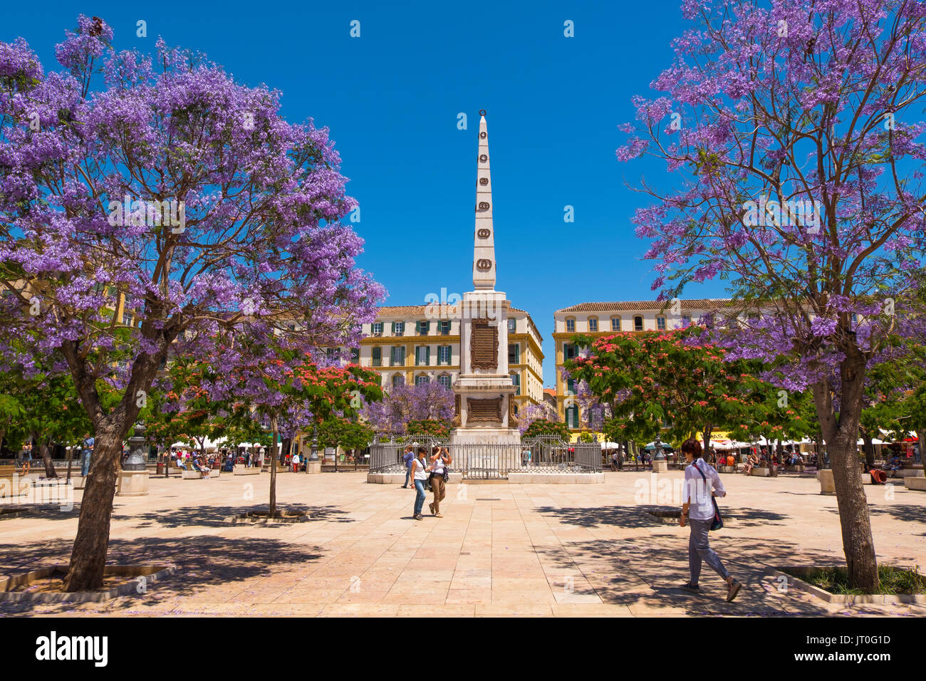 Plaza de la Merced in spring Málaga, Costa del Sol. Andalusia, Southern Spain Europe Stock Photo