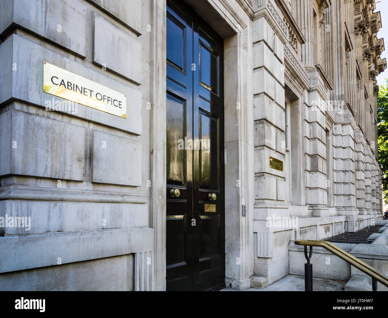 Cabinet Office - The entry to the British Government Cabinet Office in Whitehall, central London. Stock Photo
