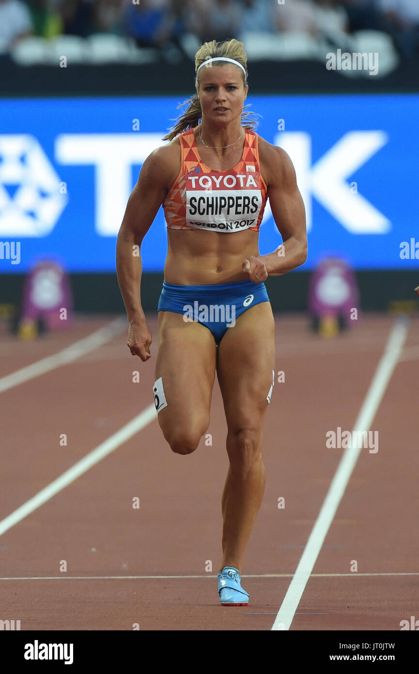 London, UK. 6th Aug, 2017. Dafne SCHIPPERS, Nederlands during 100 meter semi final in London on August 6, 2017 at the 2017 IAAF World Championships athletics. Credit: Ulrik Pedersen/Alamy Live News Stock Photo