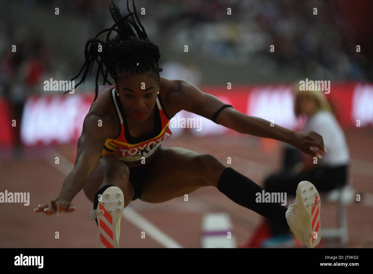 Nadia EKE, Ghana, at triple jump preliminary heat at London Stadium in