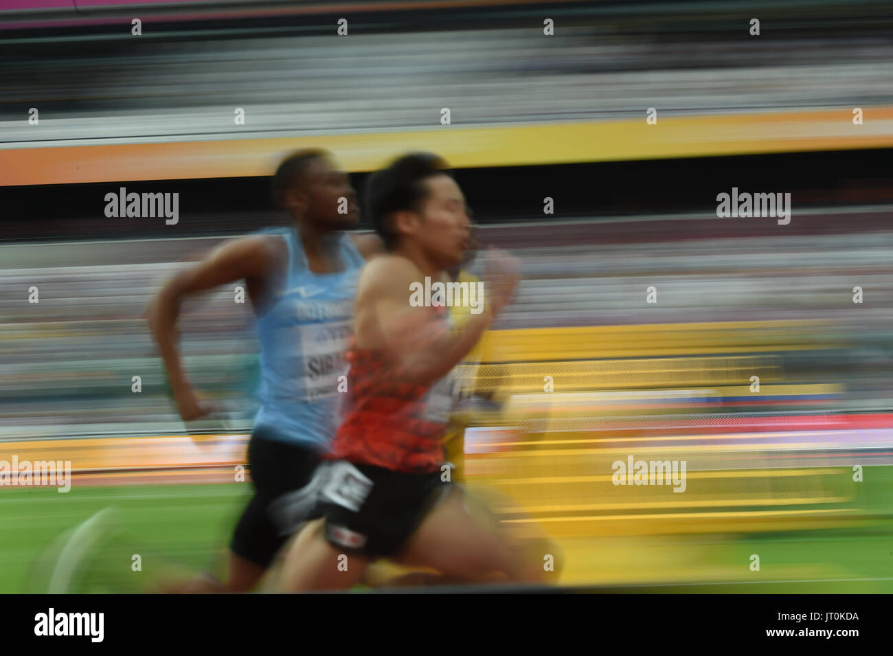 Karabo SIBANDA and Takamasa KITAGAWA, Japan,  400 meter preliminary round at London Stadium in London on August 5, 2017 at the 2017 IAAF World Championships athletics. Stock Photo