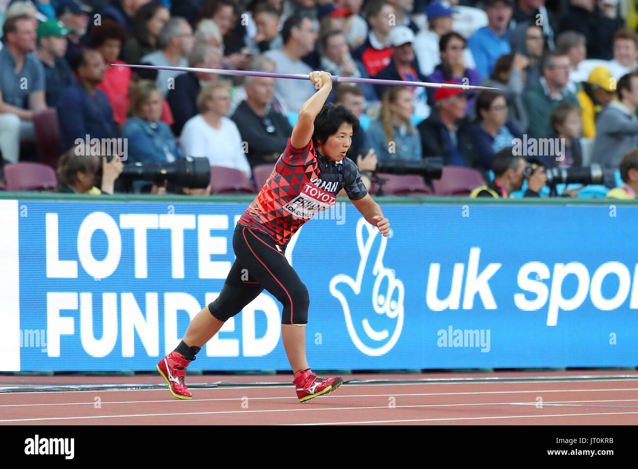 London, UK. 6th Aug, 2017. Yuki Ebihara (JPN) Athletics : IAAF World Championships London 2017 Women's Javelin Throw Qualification at The London Stadium in London, UK . Credit: YUTAKA/AFLO SPORT/Alamy Live News Stock Photo