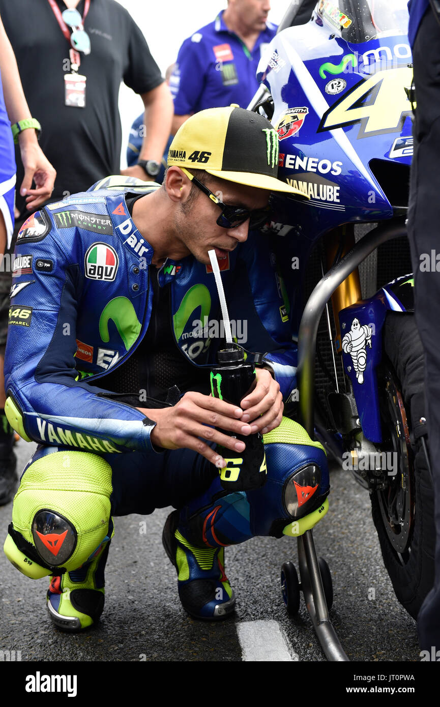 Brno, Czech Republic. 06th Aug, 2017. Italian motorcycle road racer  VALENTINO ROSSI waits before a start during the Grand Prix of the Czech  Republic 2017 on the Brno Circuit in Czech Republic,