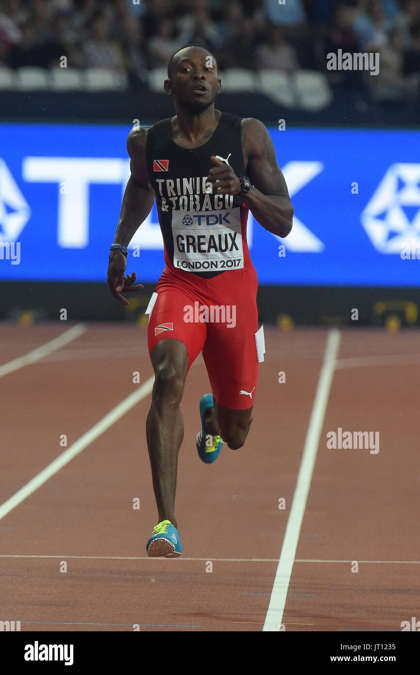 London, UK. 7th Aug, 2017. Kyle GREAUX, Trinidad tobago, during 200 meter heats in London on August 7, 2017 at the 2017 IAAF World Championships athletics. Credit: Ulrik Pedersen/Alamy Live News Stock Photo