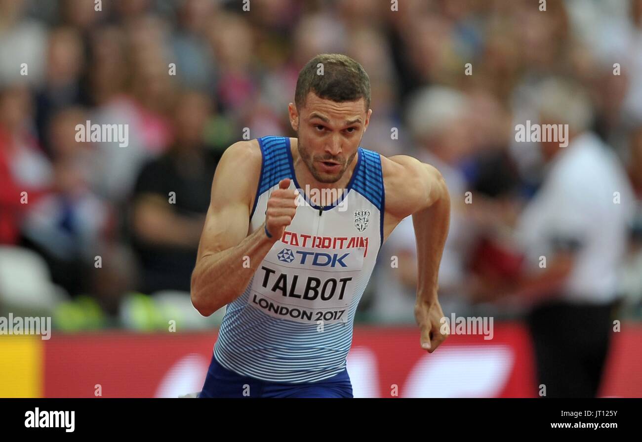 London, UK. 7th Aug, 2017. Daniel TALBOT (GBR) in the mens 200m heats. IAAF world athletics championships. London Olympic stadium. Queen Elizabeth Olympic park. Stratford. London. UK. 07/08/2017. Credit: Sport In Pictures/Alamy Live News Stock Photo