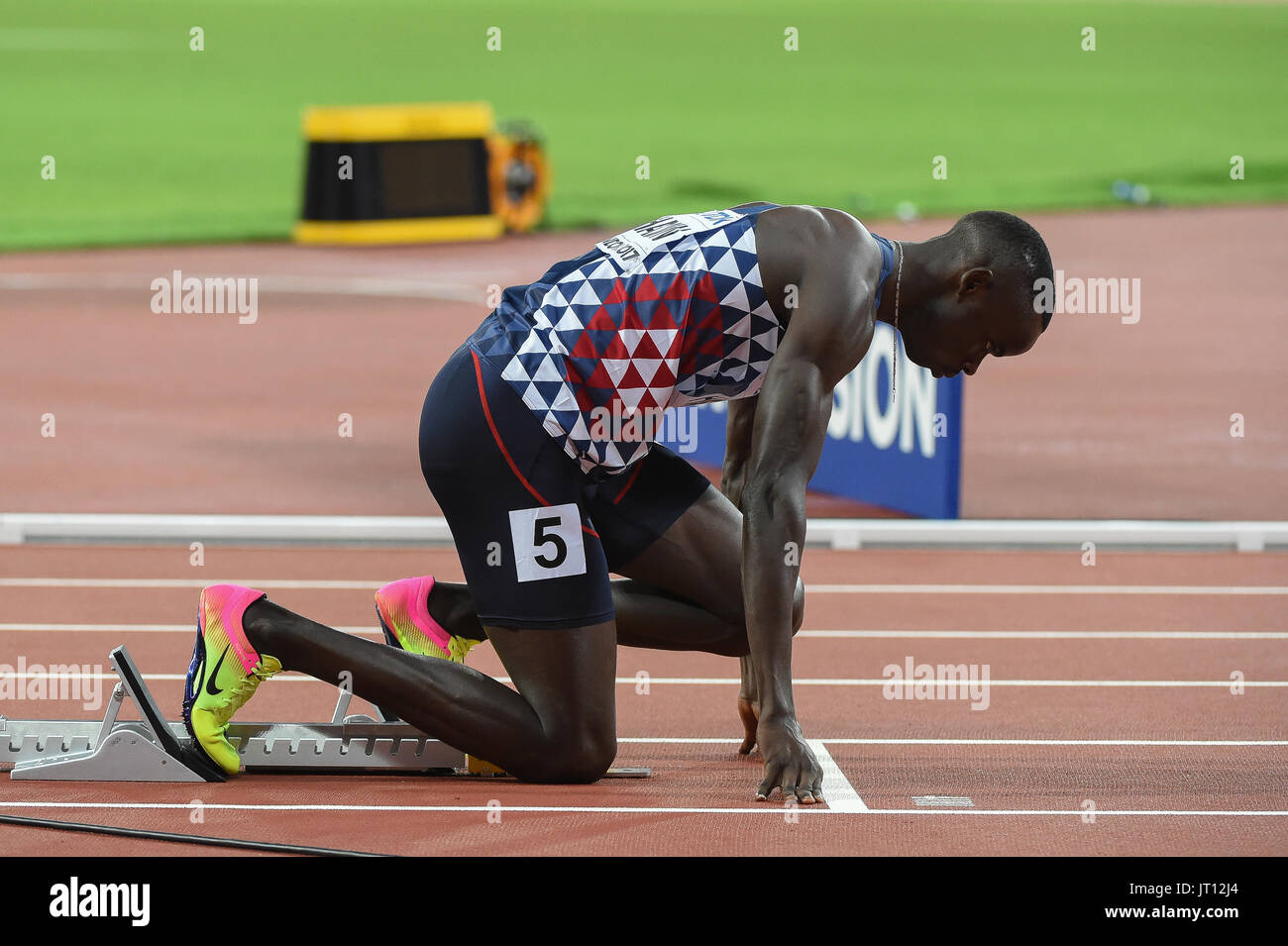 London, UK. 7th Aug, 2017. Mamadou Kasse HANN, France,   during 400 meter  hurdle heats in London on August 7, 2017 at the 2017 IAAF World Championships athletics. Credit: Ulrik Pedersen/Alamy Live News Stock Photo