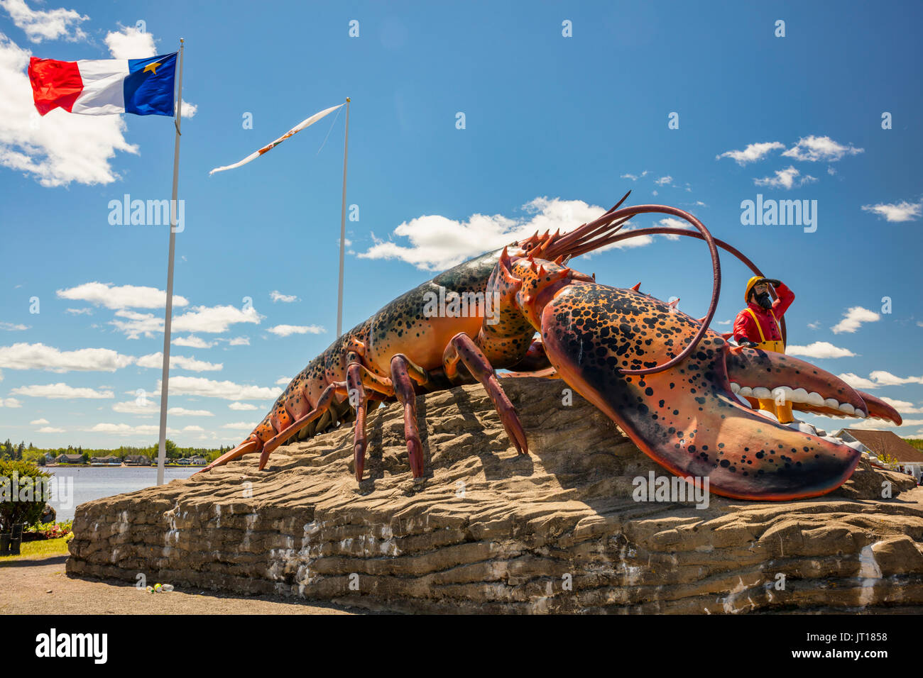 Lobster Capital of the World, Shediac is a Canadian town that boasts 'The World's Largest Lobster' weighing in at 90-tonnes. Stock Photo