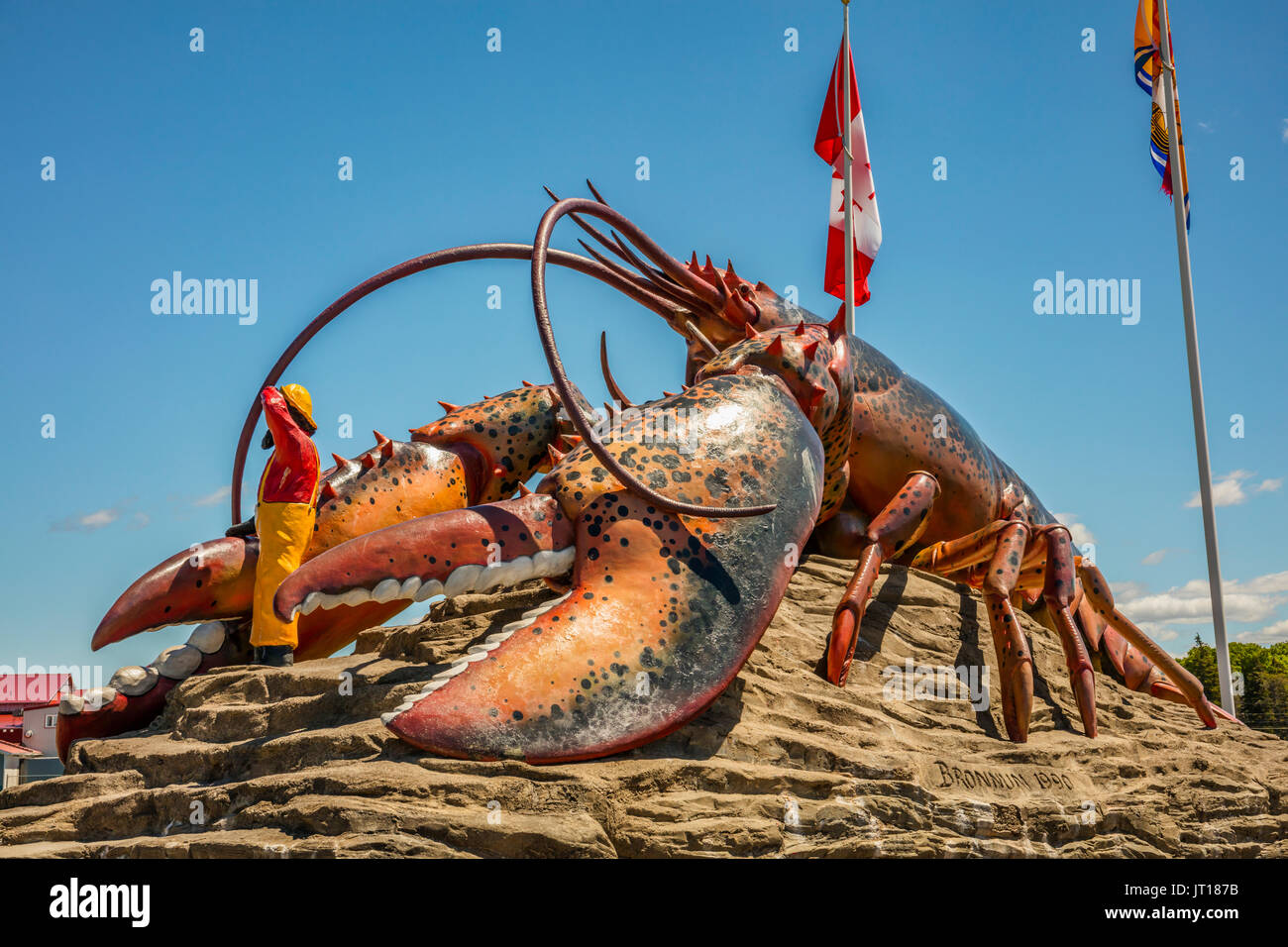 Lobster Capital of the World, Shediac is a Canadian town that boasts 'The World's Largest Lobster' weighing in at 90-tonnes. Stock Photo