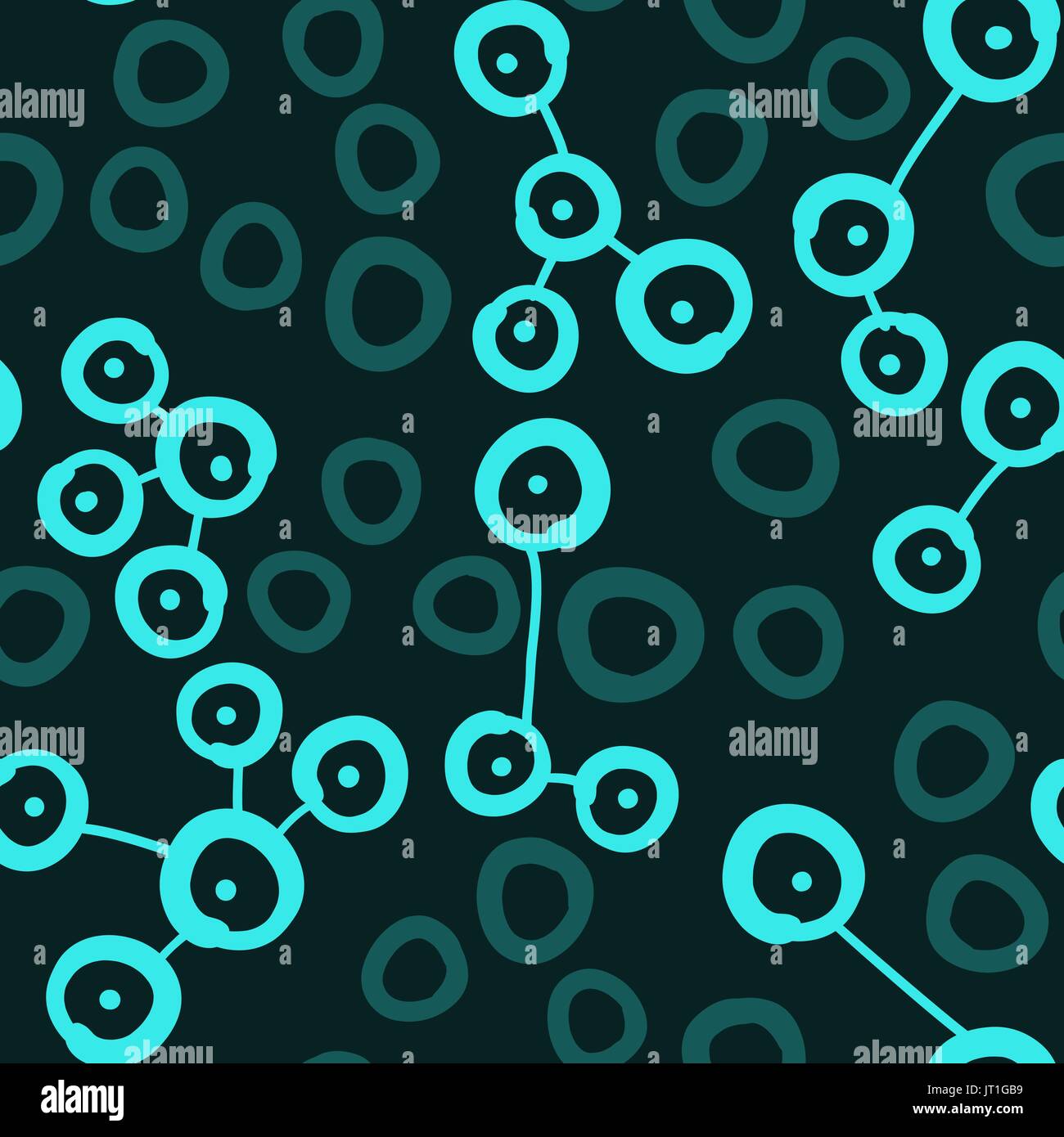 Azure Connected spots pattern in color. Seamless Wallpaper Pattern. Lines lead from one round spot to another. Stock Vector