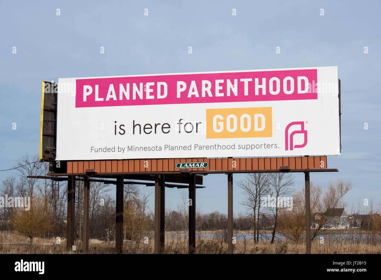 Albertville, Minnesota. A message from planned parenthood that they are not going anywhere amid all the pressure from groups that are against them. Stock Photo