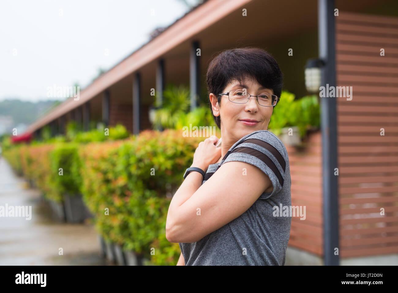 One woman only 40s autumn hi-res stock photography and images - Alamy
