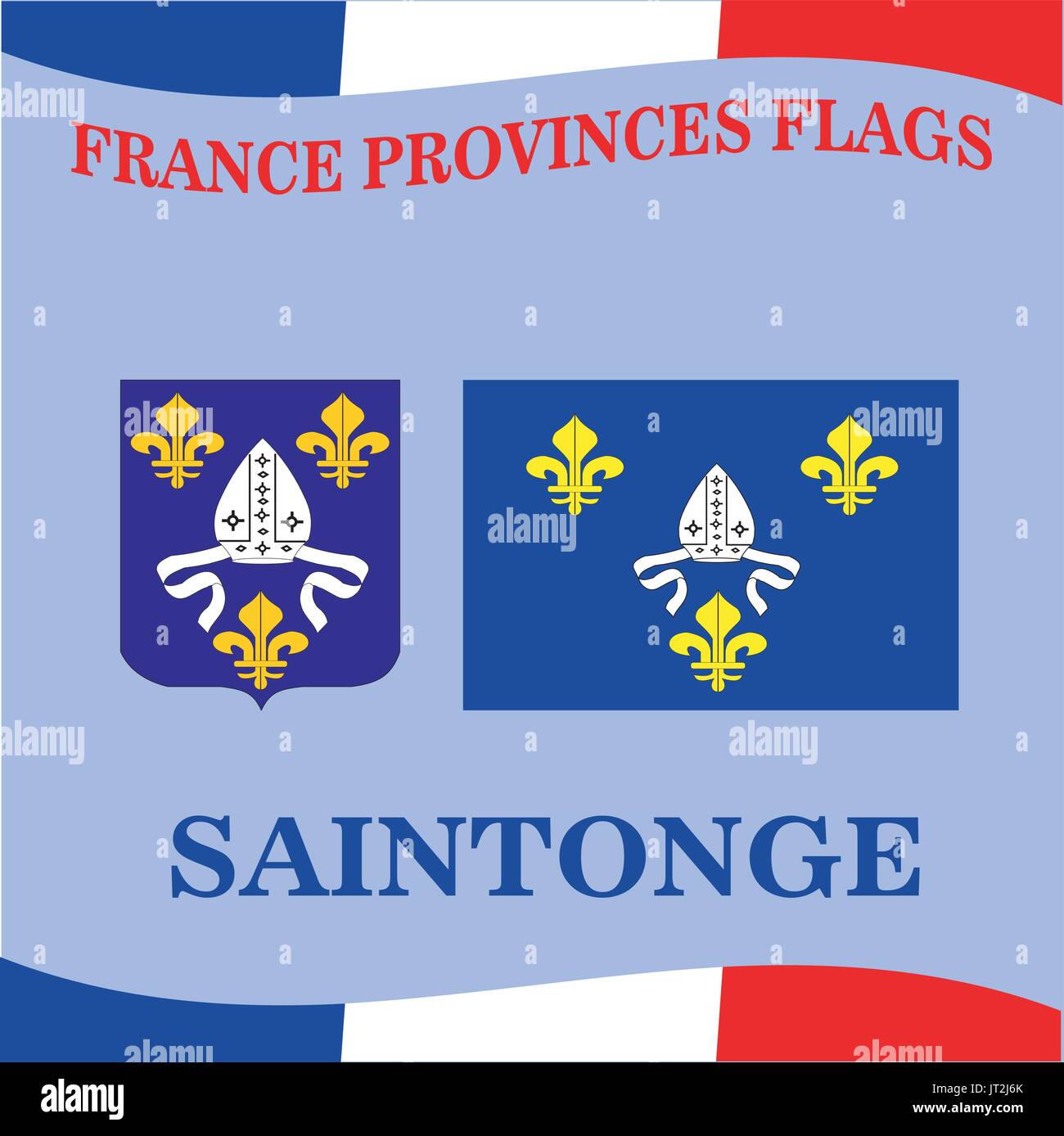 Saintonge Province Table Flag 5x8 Inches - French County Desk Flag With Black Base