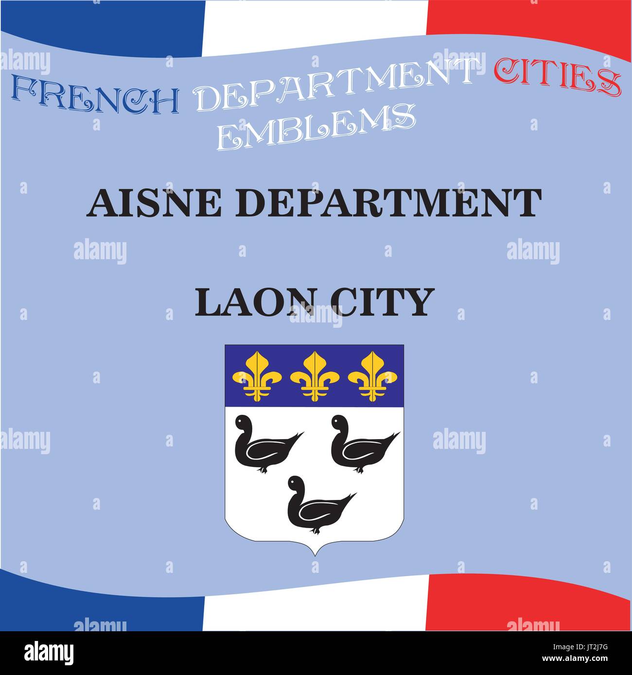 Official emblems of cities of French department Aisne Stock Vector
