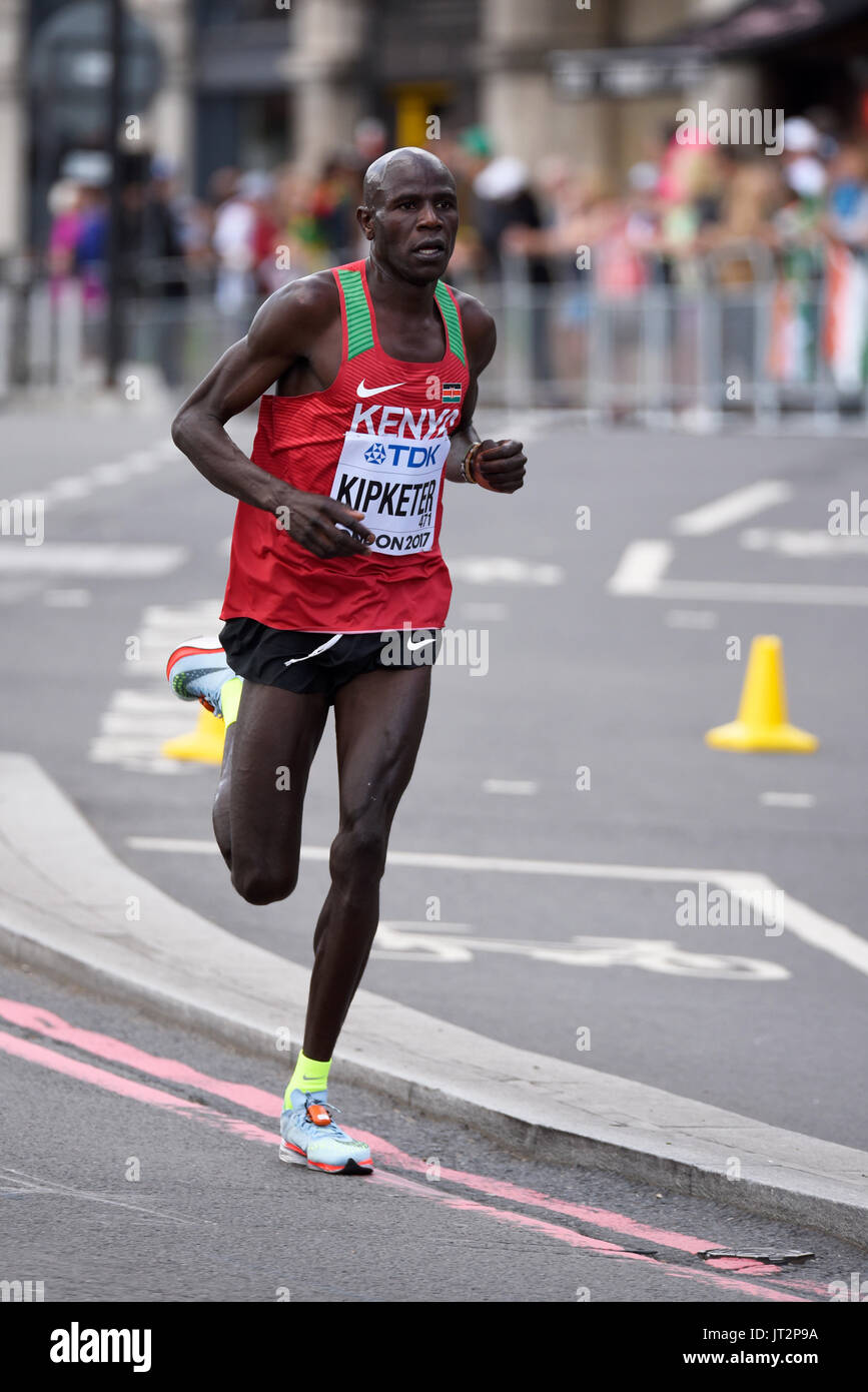 Gideon Kipkemoi Kipketer of Kenya running in the IAAF World Championships 2017 Marathon race in London, UK Stock Photo