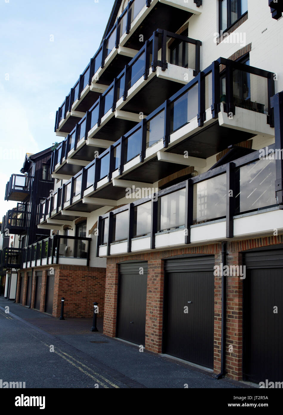 View of the new apartments at Ocean Village, Southampton, Hampshire, UK from Channel Way Stock