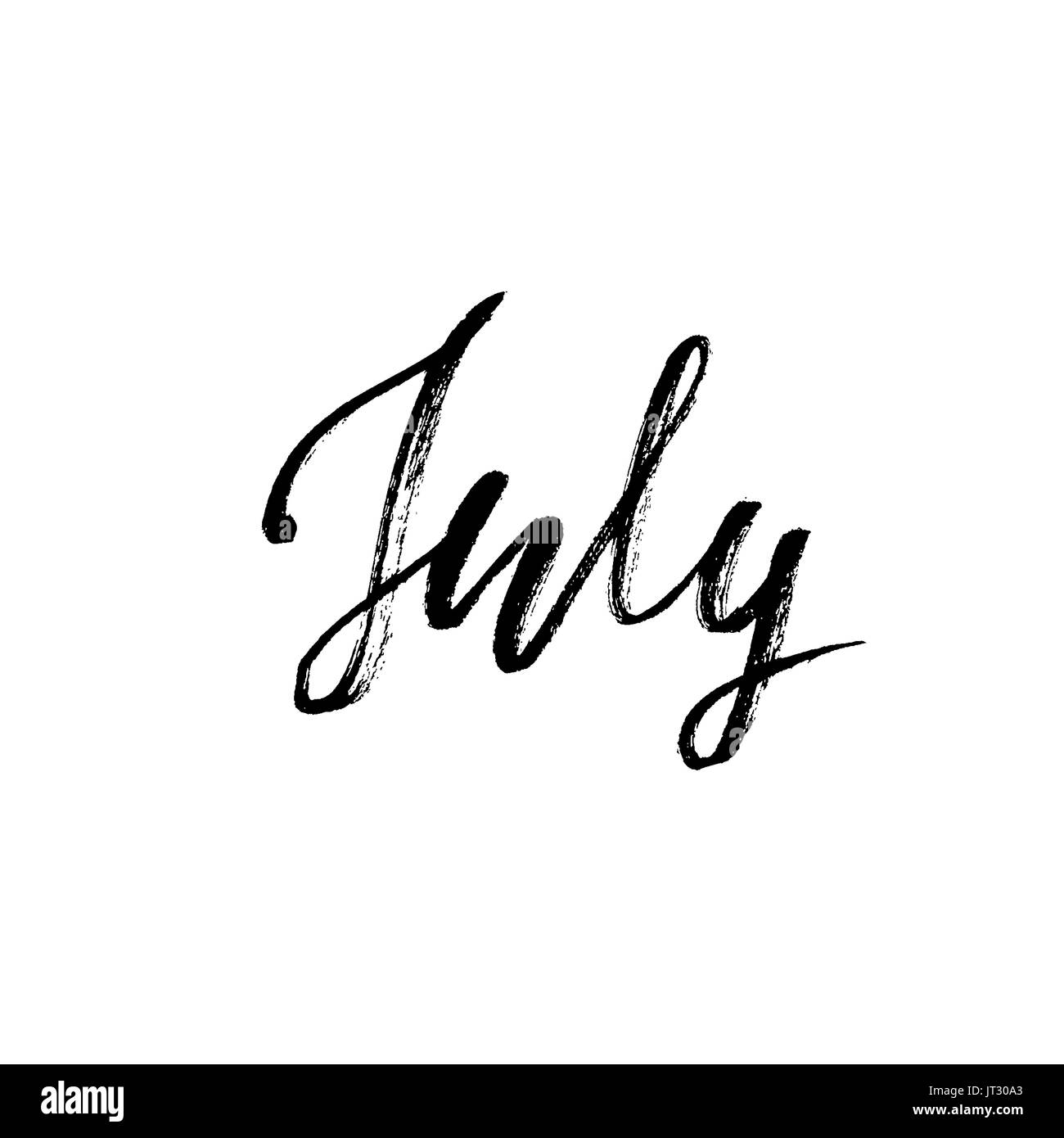 Hand drawn typography lettering. July. Month inscription. Vector