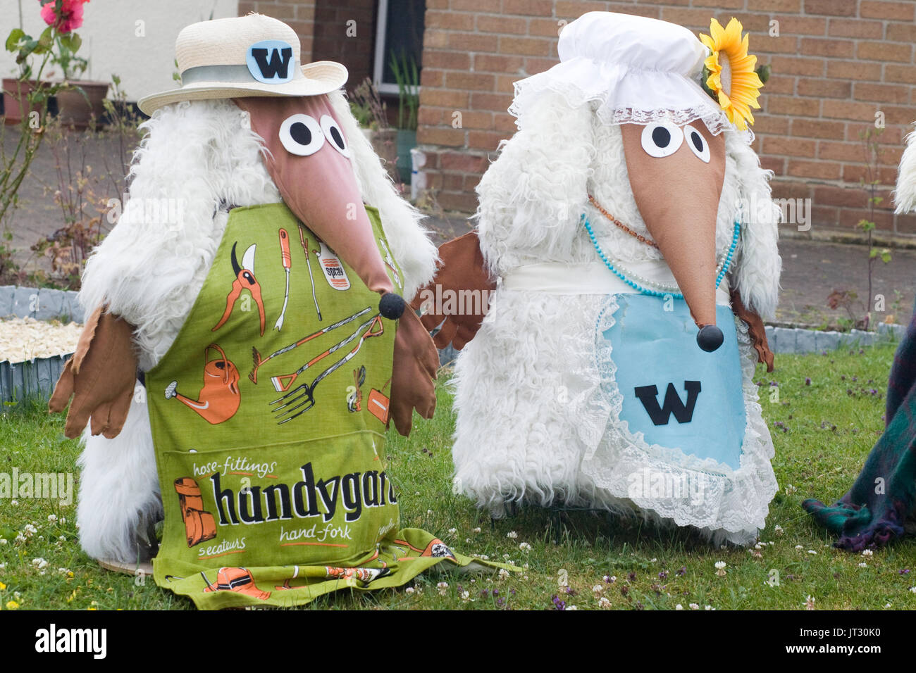 decorative scarecrows, The wobbles of Wimbledon common Stock Photo - Alamy
