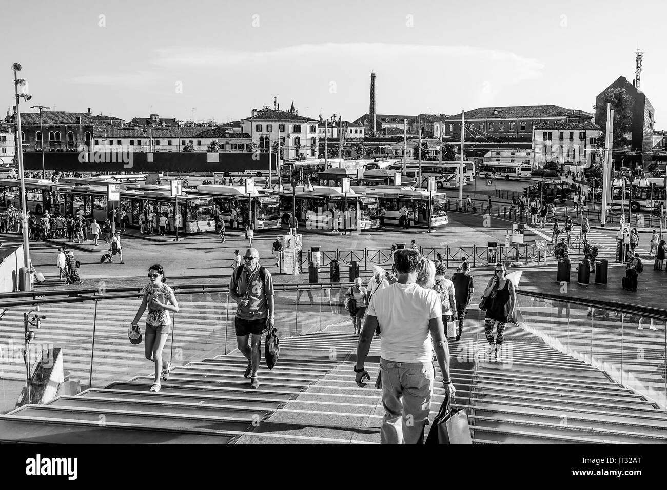 Modern Bridge over Grand Canal in Venice at Piazzale Roma - VENICE, ITALY - JUNE 29, 2016 Stock Photo