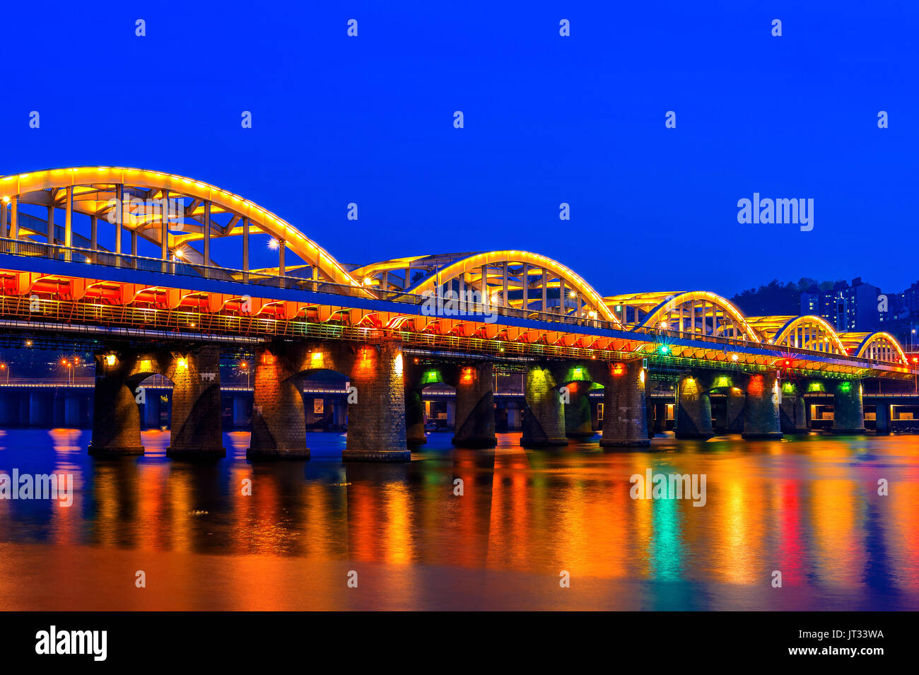 Hangang bridge at night in Seoul, South korea Stock Photo - Alamy
