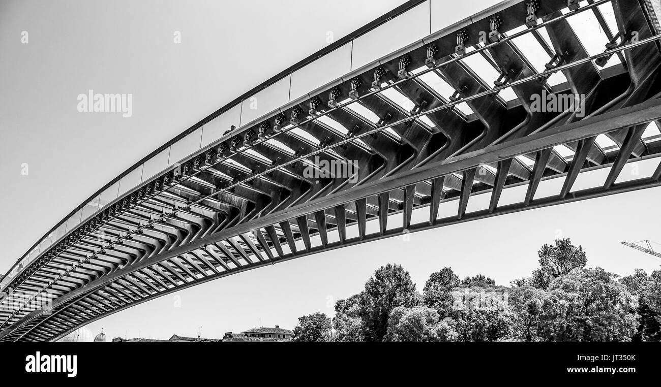 Modern Bridge over Grand Canal in Venice at Piazzale Roma - VENICE, ITALY - JUNE 30, 2016 Stock Photo