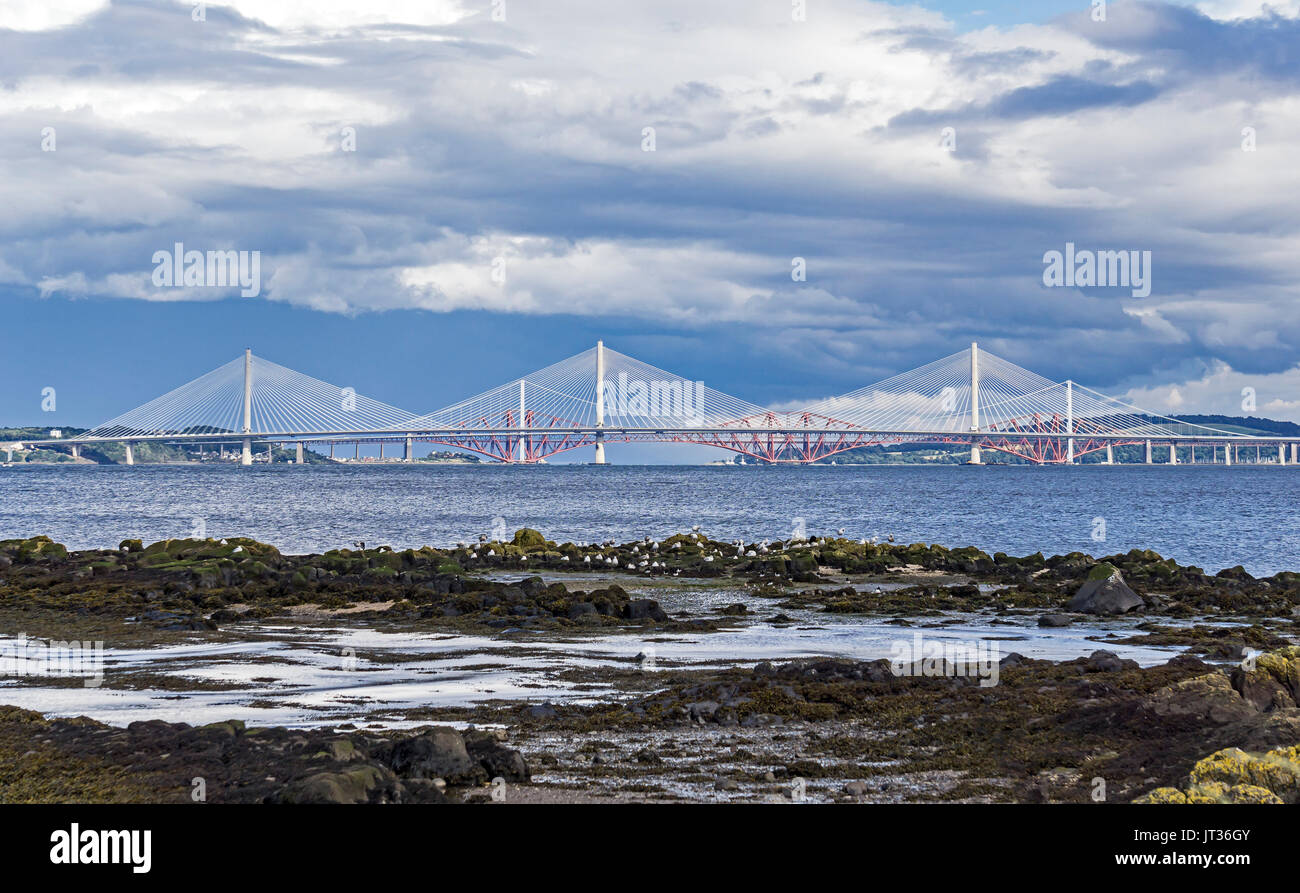 The new road bridge over the Firth of Forth between North and South Queensferry near Edinburgh Scotland UK named the Queensferry Crossing Stock Photo