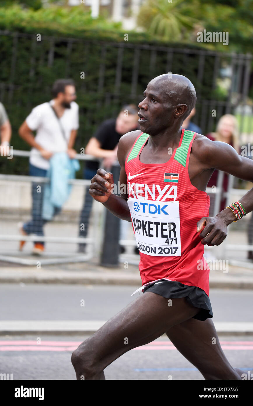 Gideon Kipkemoi Kipketer of Kenya running in the IAAF World Championships 2017 Marathon race in London, UK Stock Photo