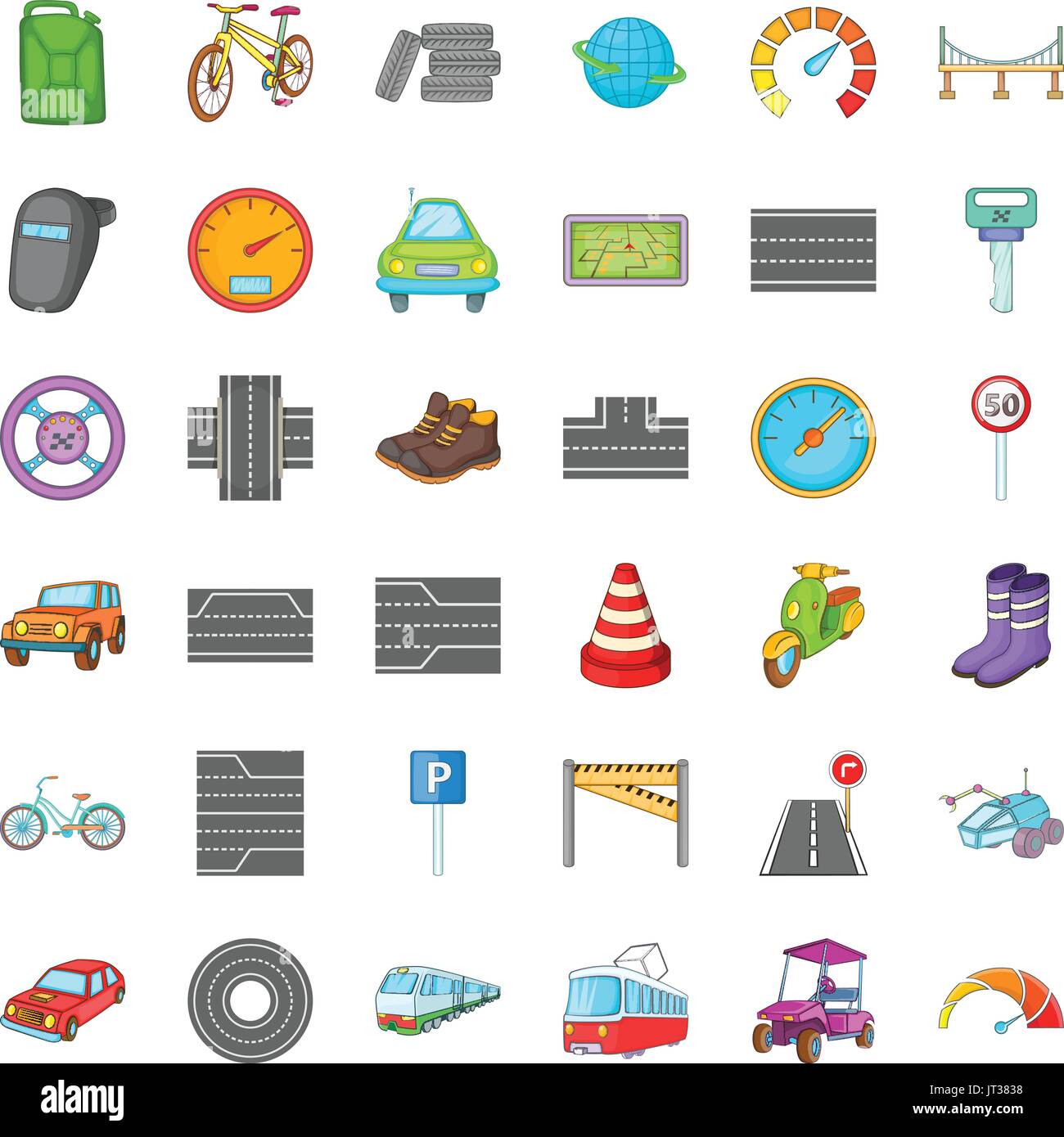 Car traffic icons set, cartoon style Stock Vector Image & Art - Alamy
