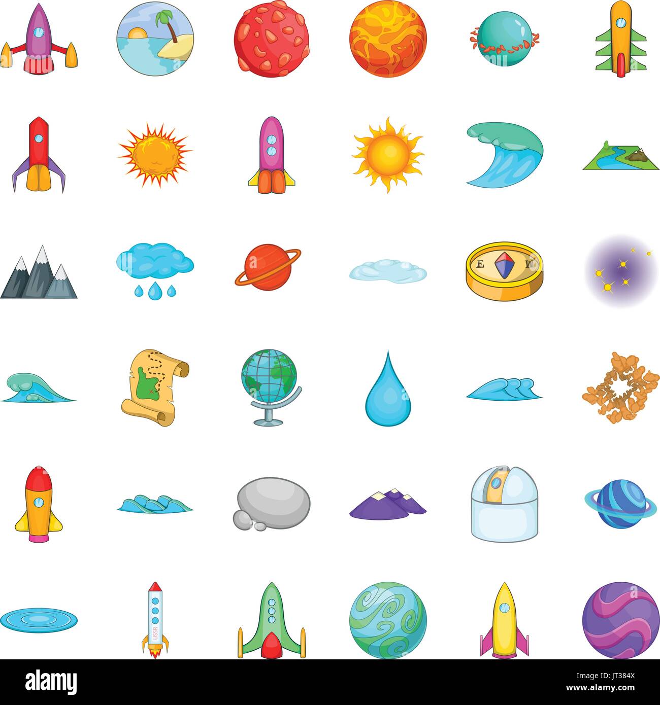 Solar system icons set, cartoon style Stock Vector Image & Art - Alamy