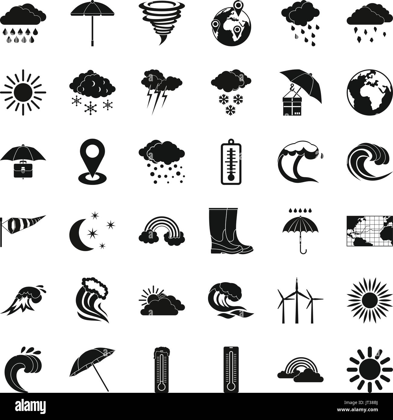 Rainy weather icons set, simple style Stock Vector Image & Art - Alamy