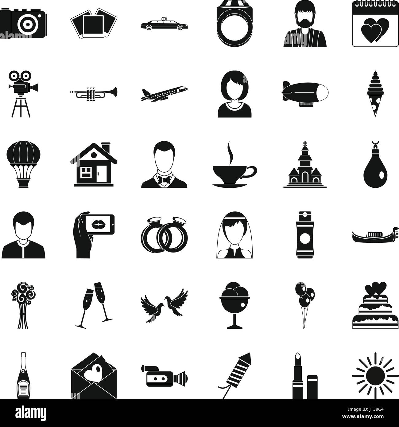 Merry wedding icons set, simple style Stock Vector Image & Art - Alamy