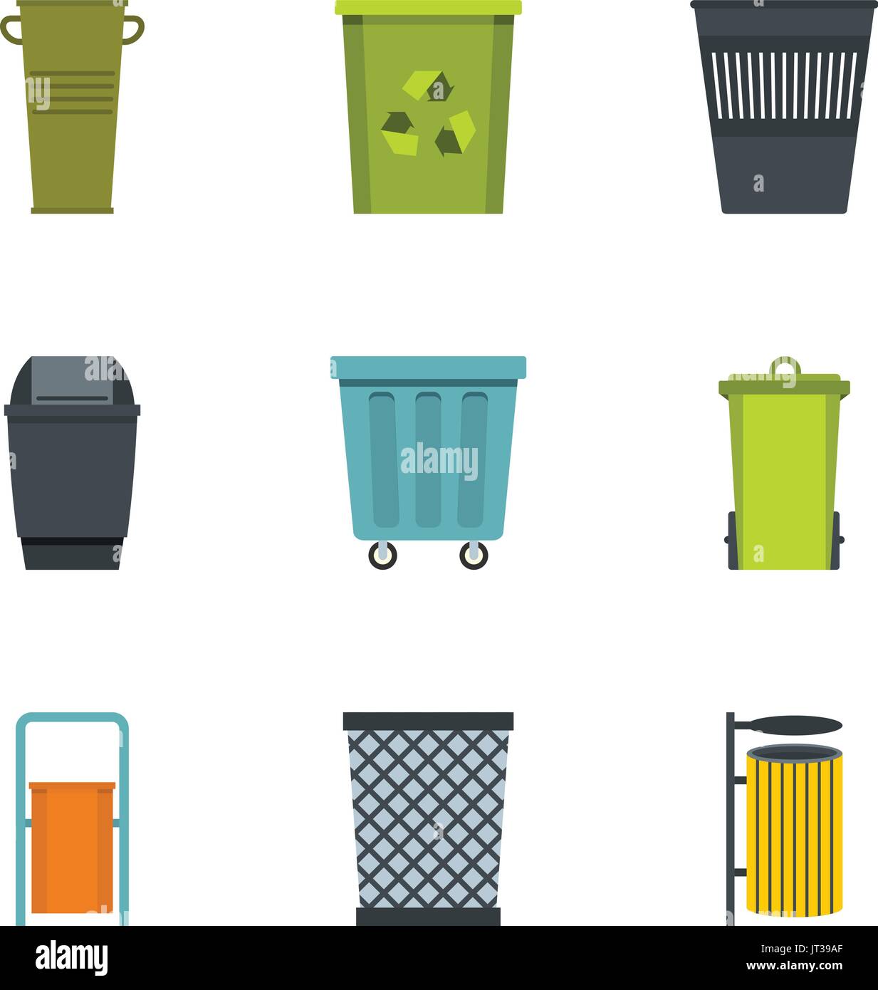 Trash bin icon set, flat style Stock Vector Image & Art - Alamy