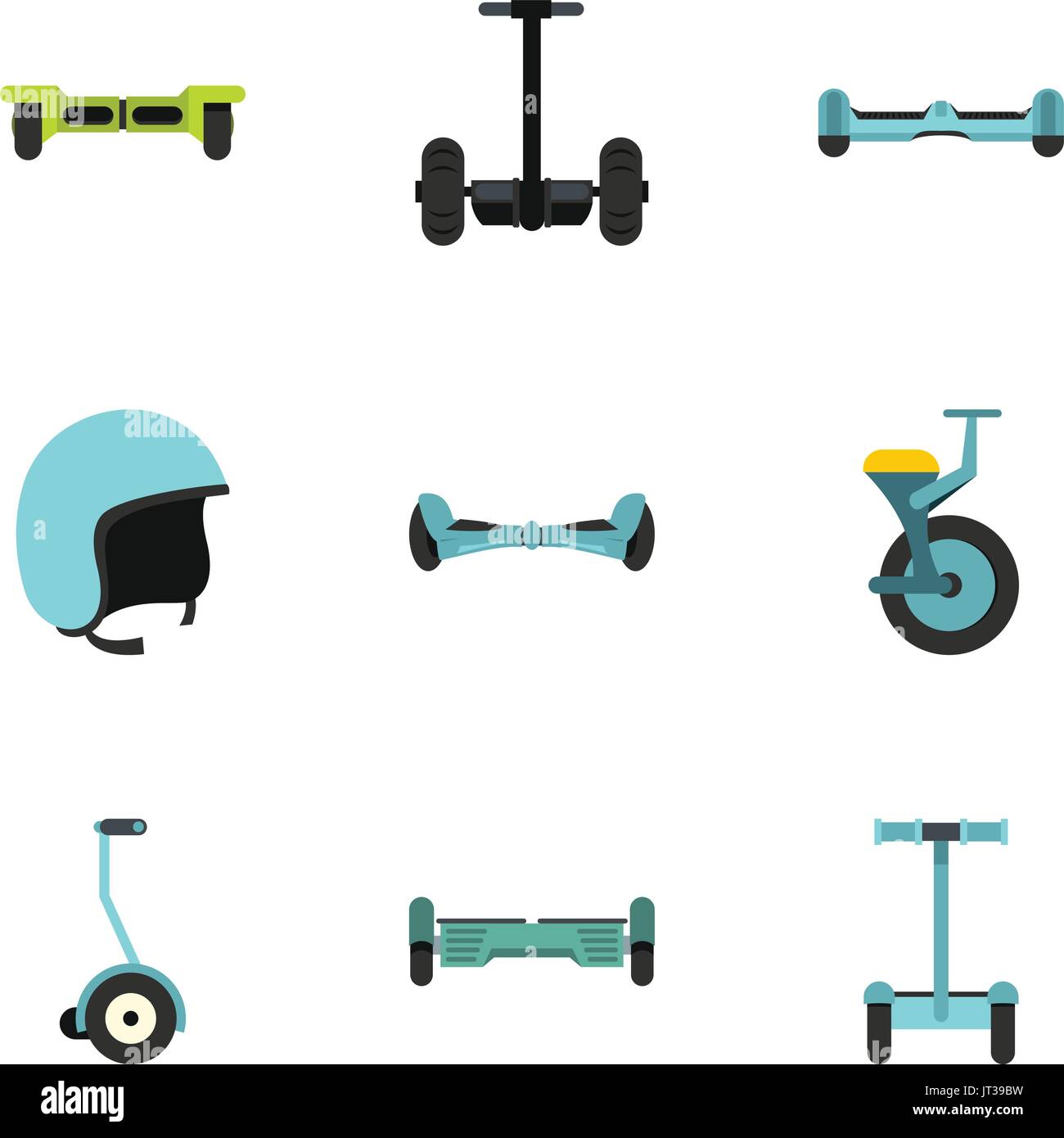Gyroscooter icon set, flat style Stock Vector