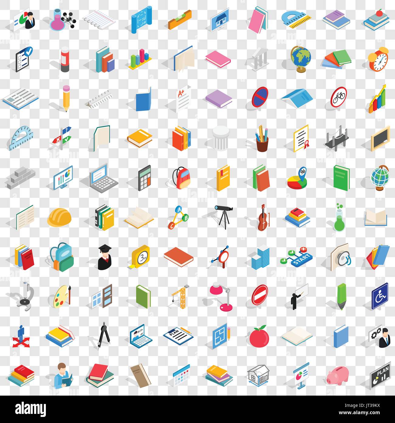 100 school and education icons set Stock Vector