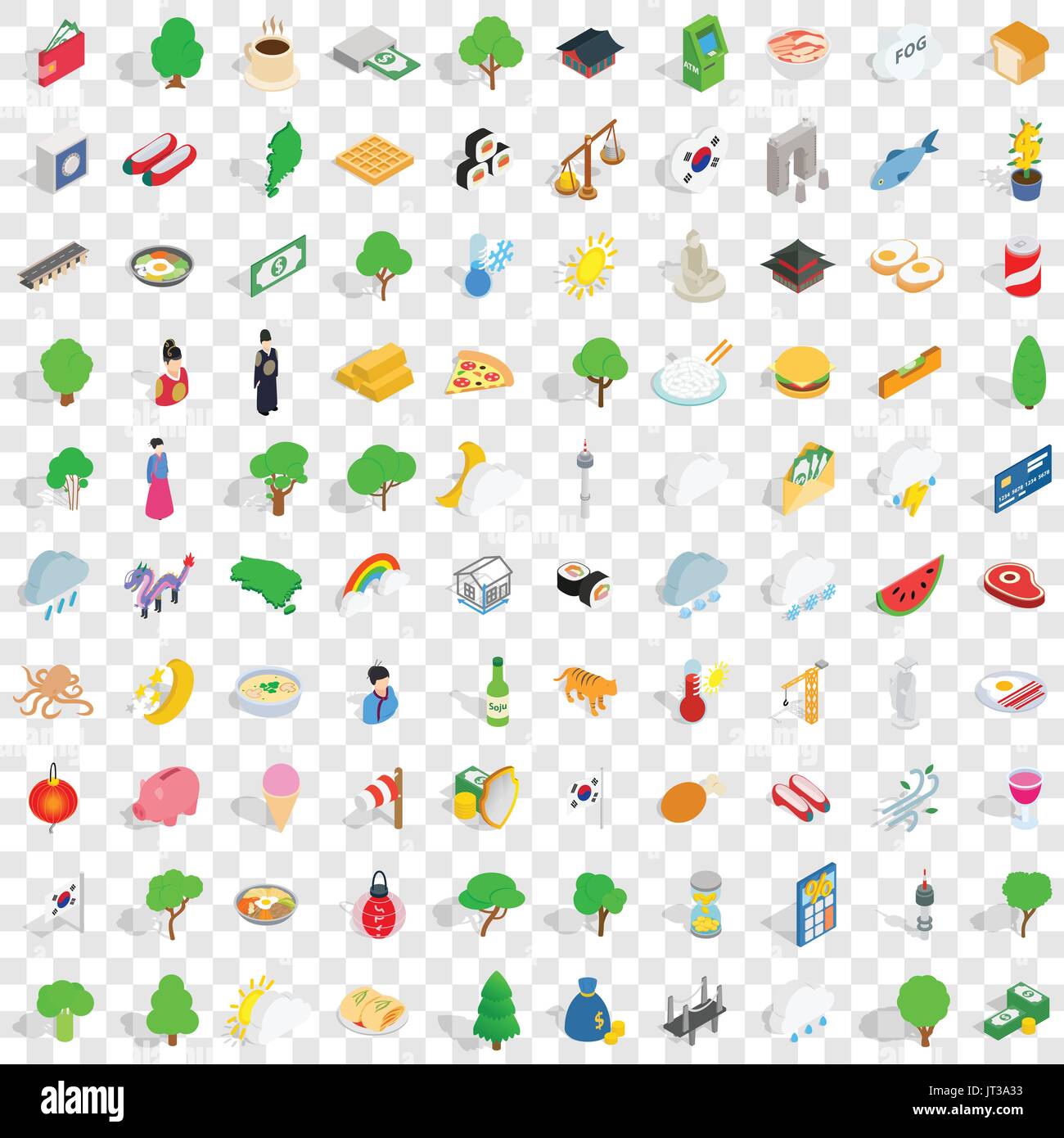 100 south korea icons set, isometric 3d style Stock Vector Image & Art ...