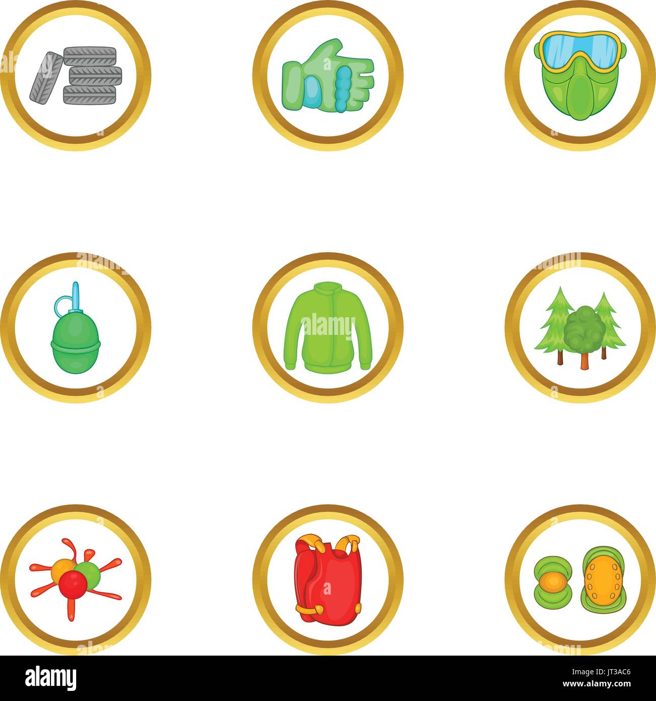 Paintball equipment icons set, cartoon style Stock Vector Image & Art ...