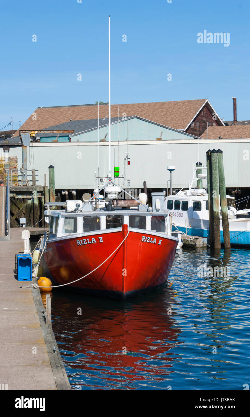 Lobster boat docked in Gloucester Harbor. Cape Ann, Massachusetts Stock