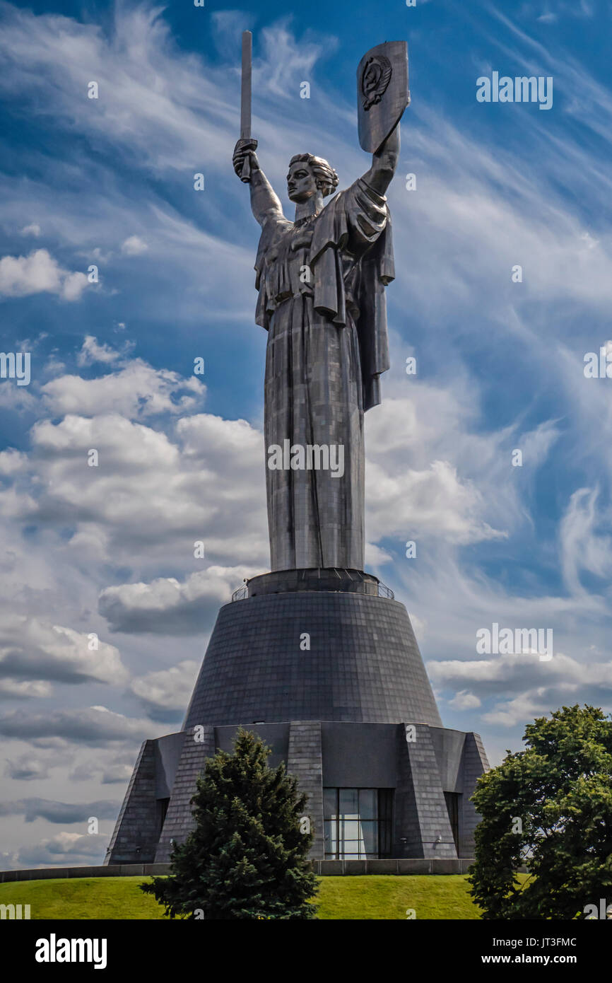KYIV, UKRAINE - MARCH 12, 2016:  The Motherland Monument that Soviet Union’s victory over the Nazi Germany in WW2 Stock Photo