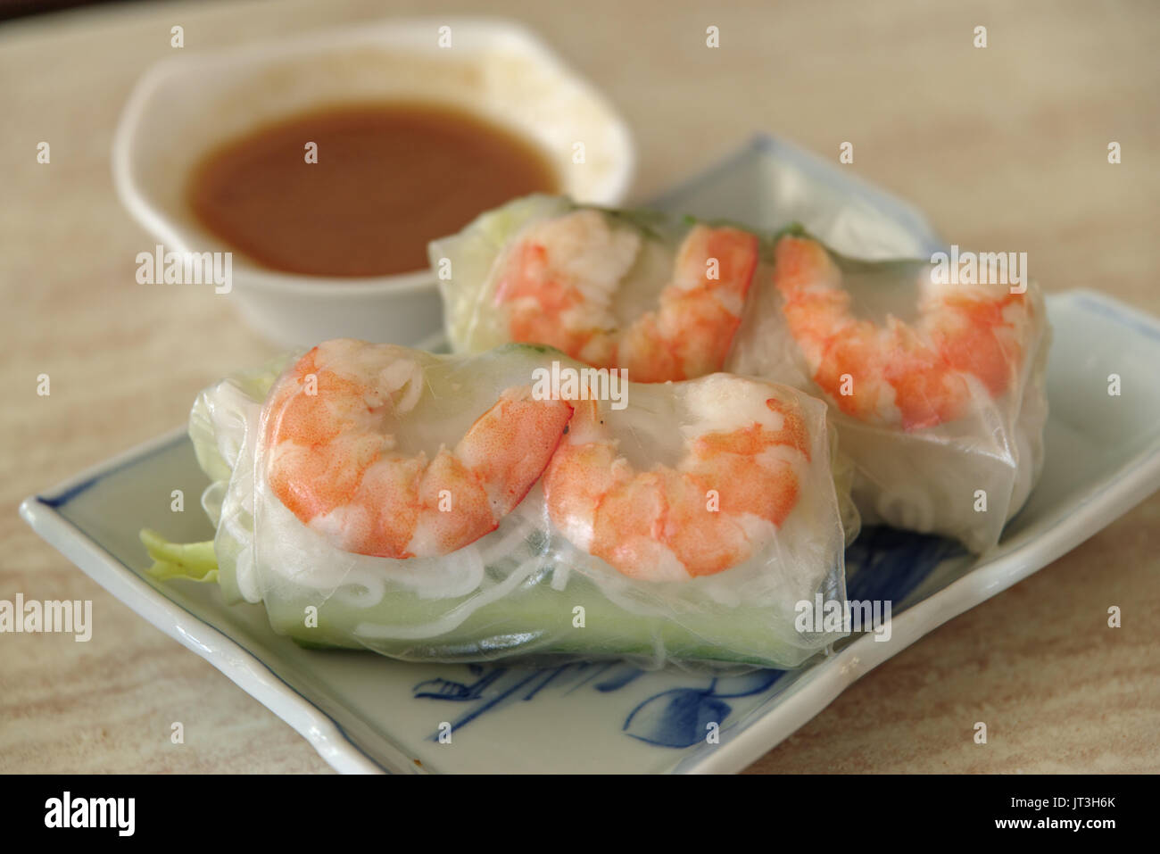 Vietnamese food fresh roll with Peanut source Stock Photo Alamy