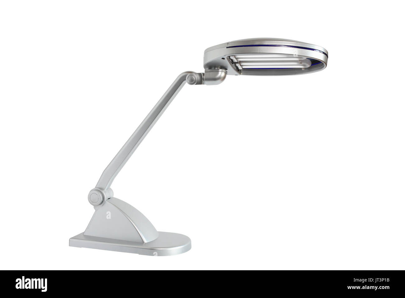 Modern gray desk lamp on white background. Isolated with clipping path Stock Photo