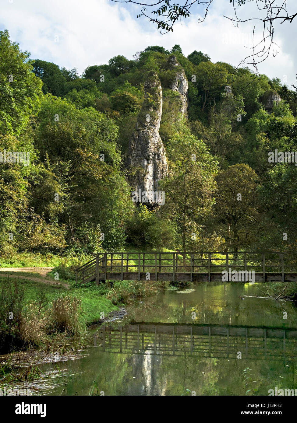 Pickering Tor and River Dove, Dovedale, Peak District, England, UK Stock Photo