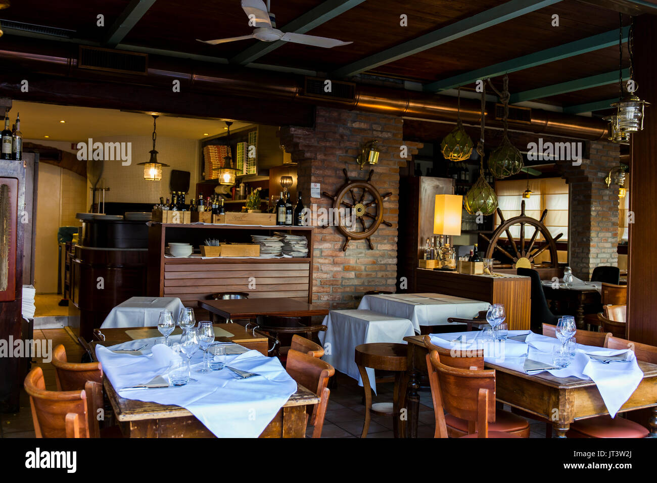 Marine decoration of a restaurant. Jesolo, Italy Stock Photo - Alamy