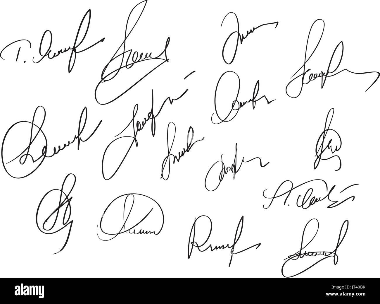 Manual signature for documents on white background. Hand drawn ...