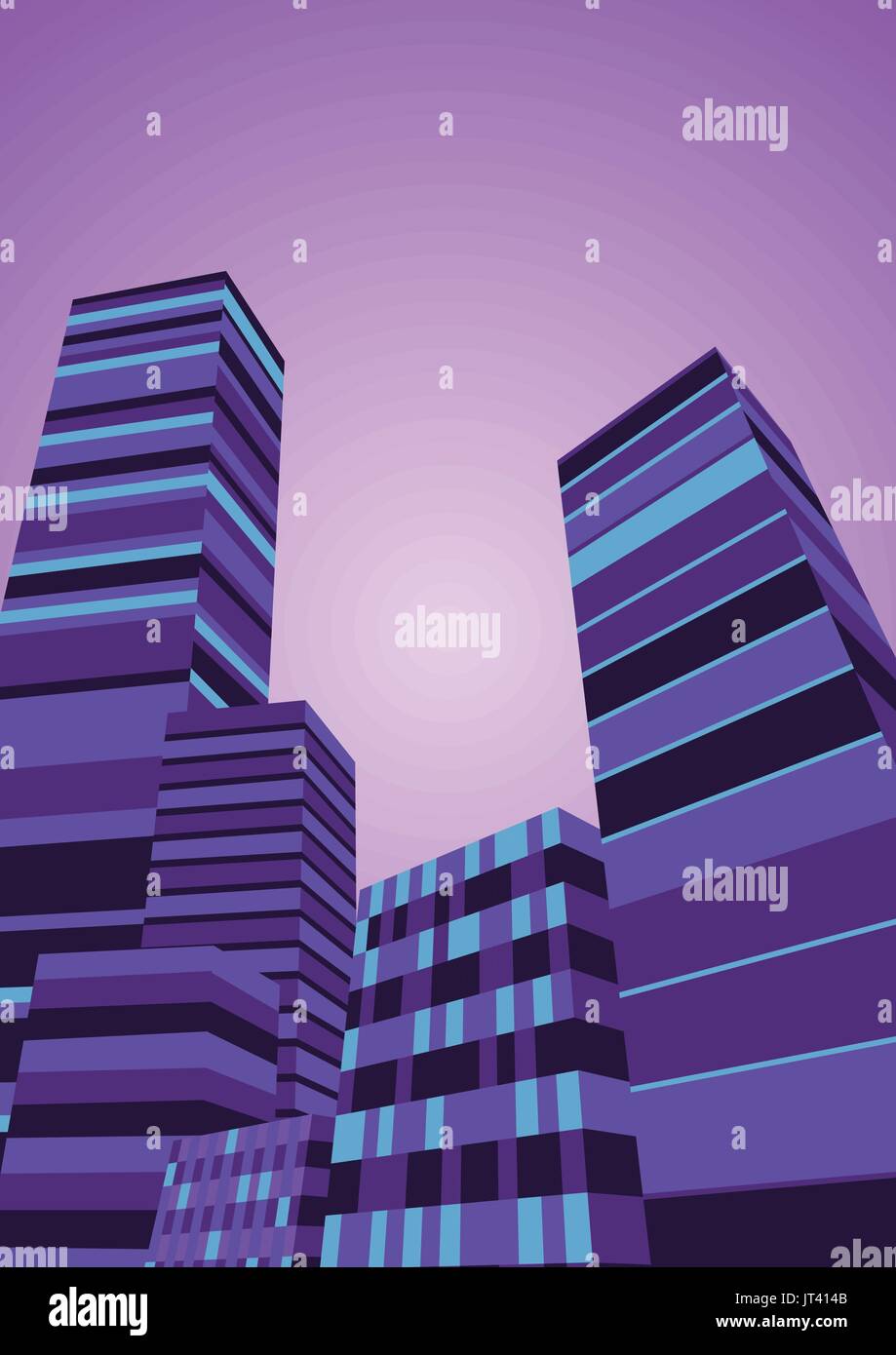 Vector Abstract City in Purple Night background, Background Vector Stock Vector